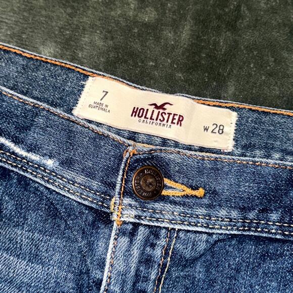 Hollister Cutoff Micro Mini Shorts Women’s 28W Blue Denim 5-Pockets Medium Wash - Picture 3 of 8